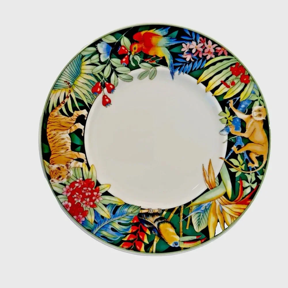 Villeroy & Boch Seringiti One‎ Salad Plate Monkey Tiger Birds Rare Fun Africa